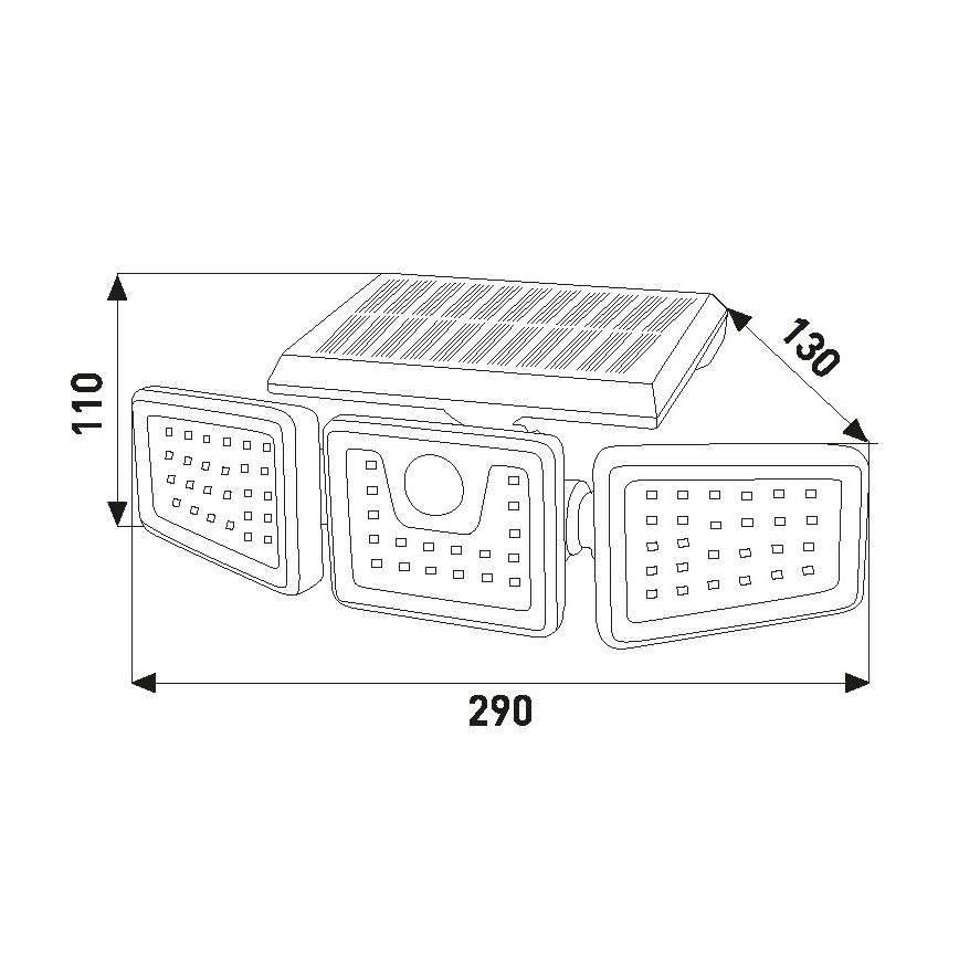 Solcellstrålkastare med sensor LED/14W/3,7V 1800 mAh IP54