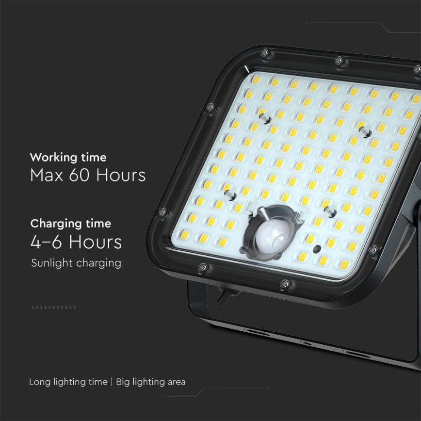 Solcellstrålkastare med sensor LED/30W/6,4V 6400K + fjärrkontroll