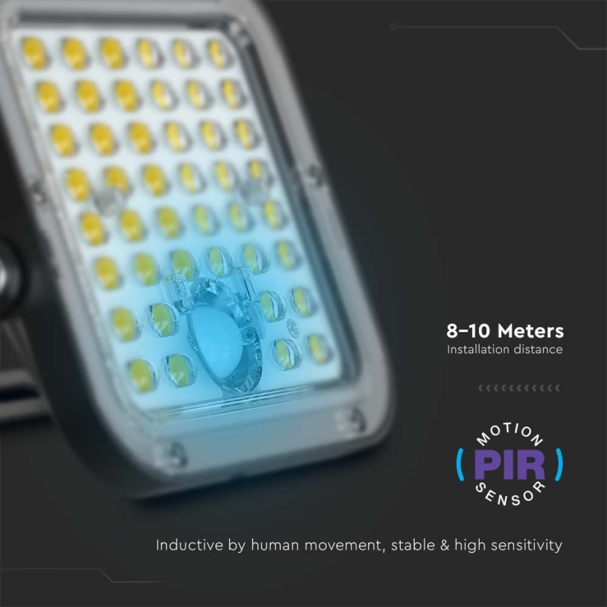 Solcellstrålkastare med sensor LED/30W/6,4V 6400K + fjärrkontroll
