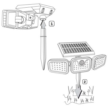 Solcellstrålkastare med sensor TRIO LED/0,6W/3,7V 1200 mAh IP44