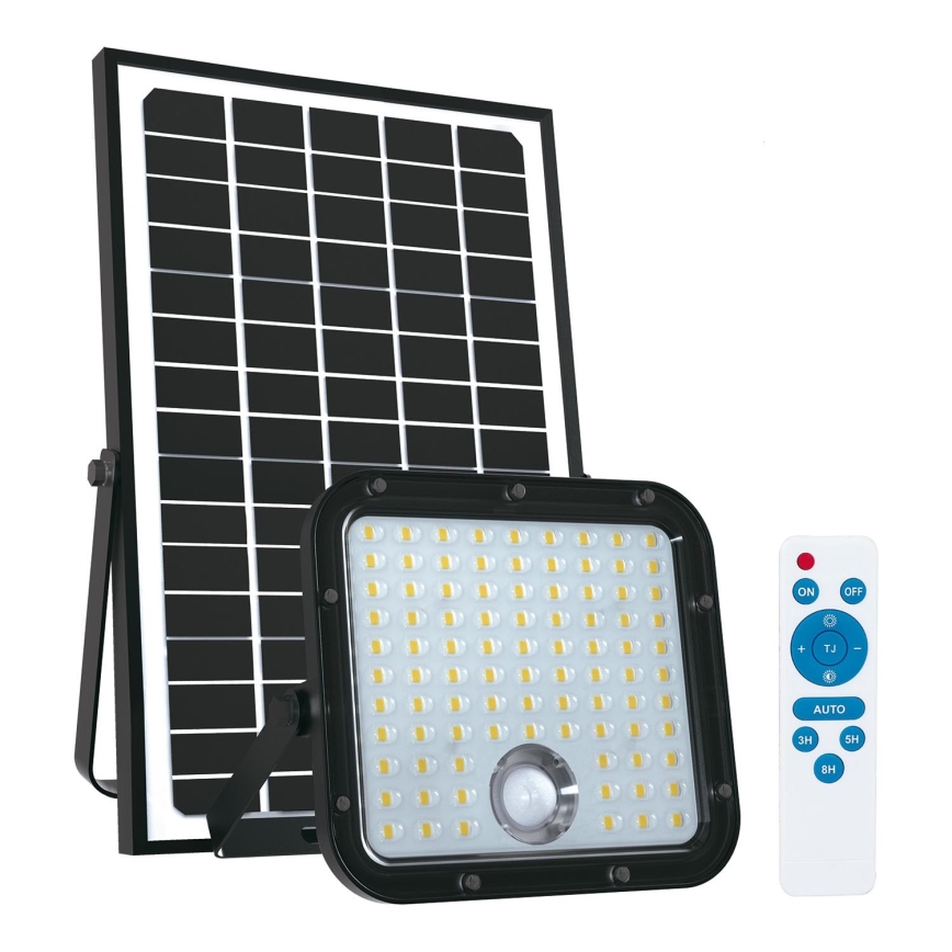 Solcellstrålkastare utomhus med sensor LED/30W/6,4V 4000K IP65 6000 mAh + fjärrkontroll