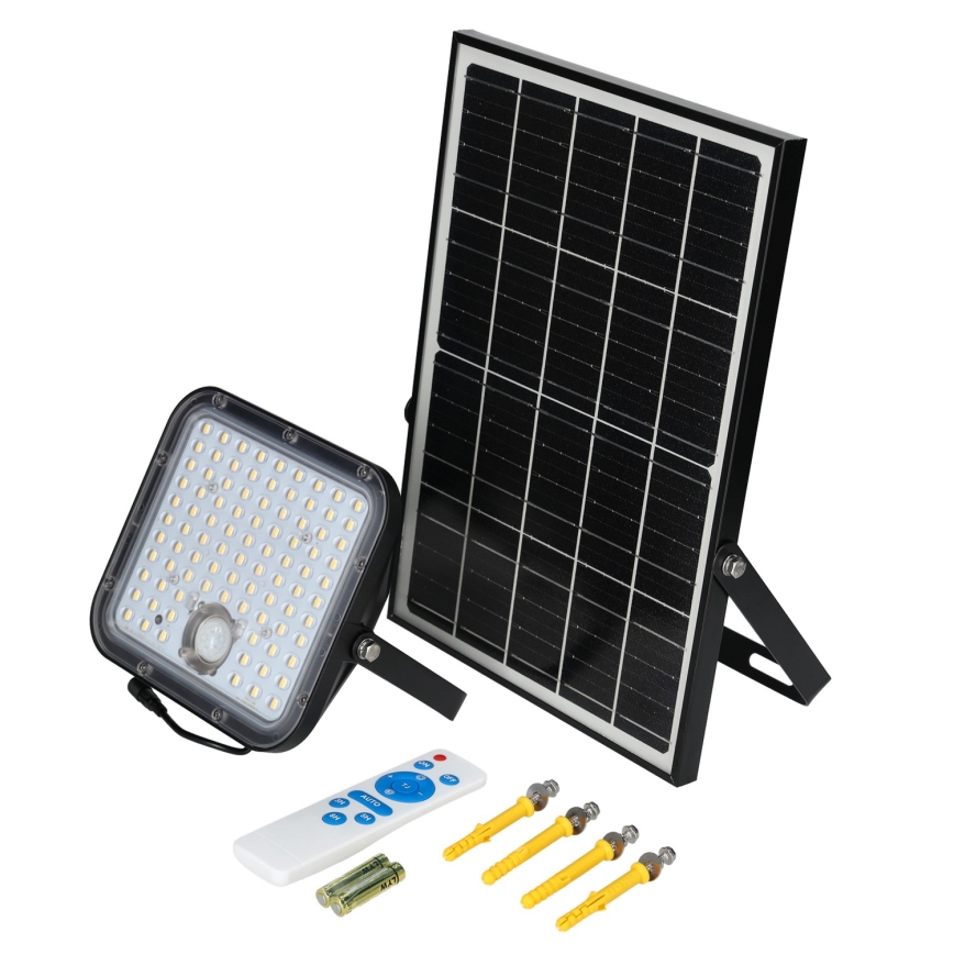 Solcellstrålkastare utomhus med sensor LED/30W/6,4V 4000K IP65 6000 mAh + fjärrkontroll