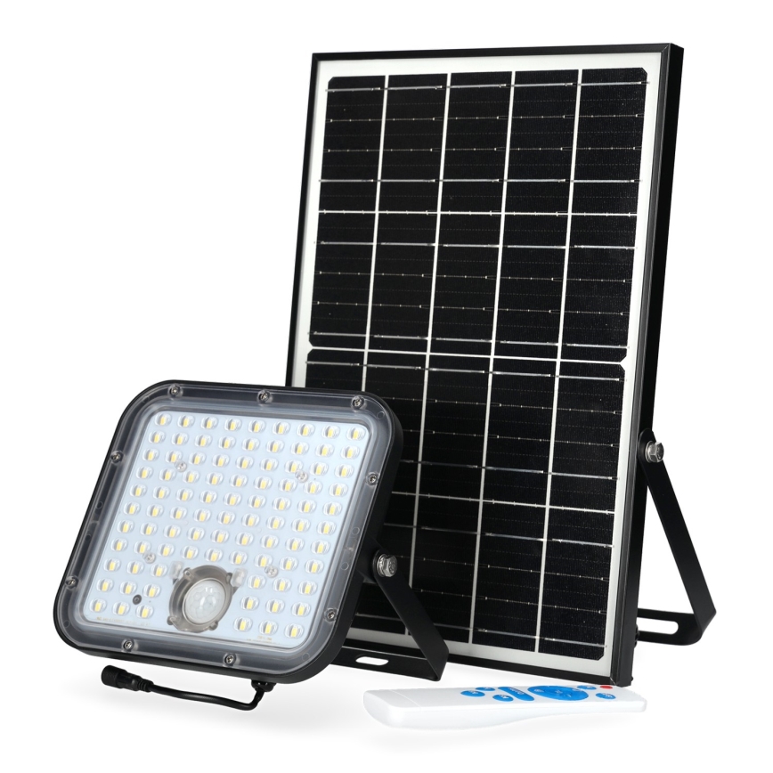 Solcellstrålkastare utomhus med sensor LED/30W/6,4V 4000K IP65 6000 mAh + fjärrkontroll