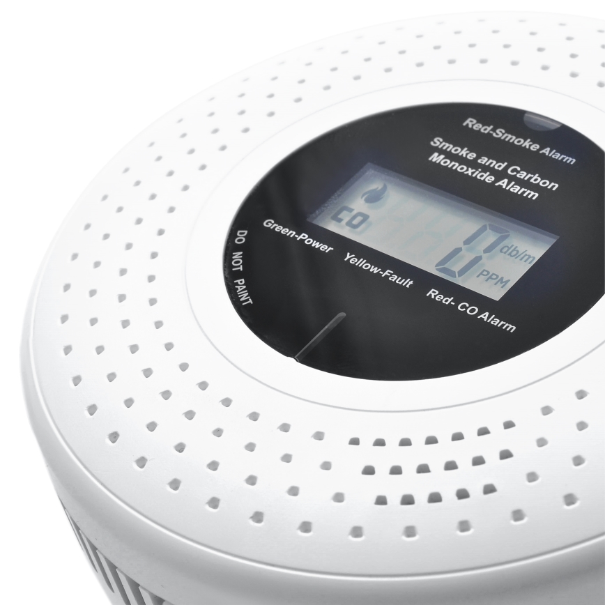 Rök- och kolmonoxiddetektor med LCD display 2xAA