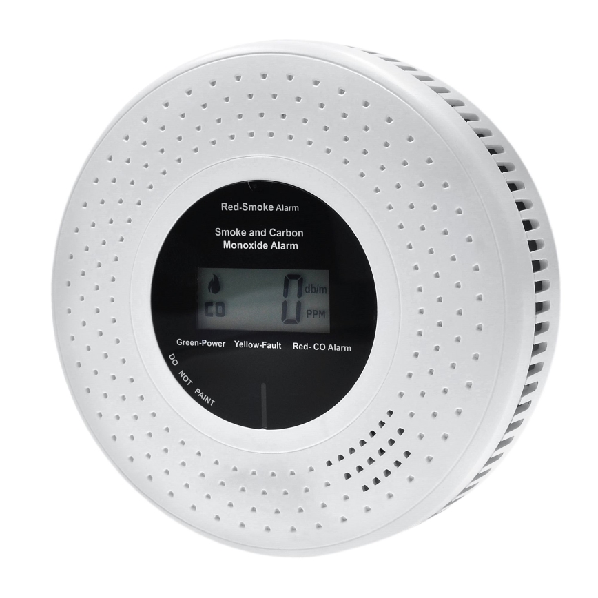 Rök- och kolmonoxiddetektor med LCD display 2xAA