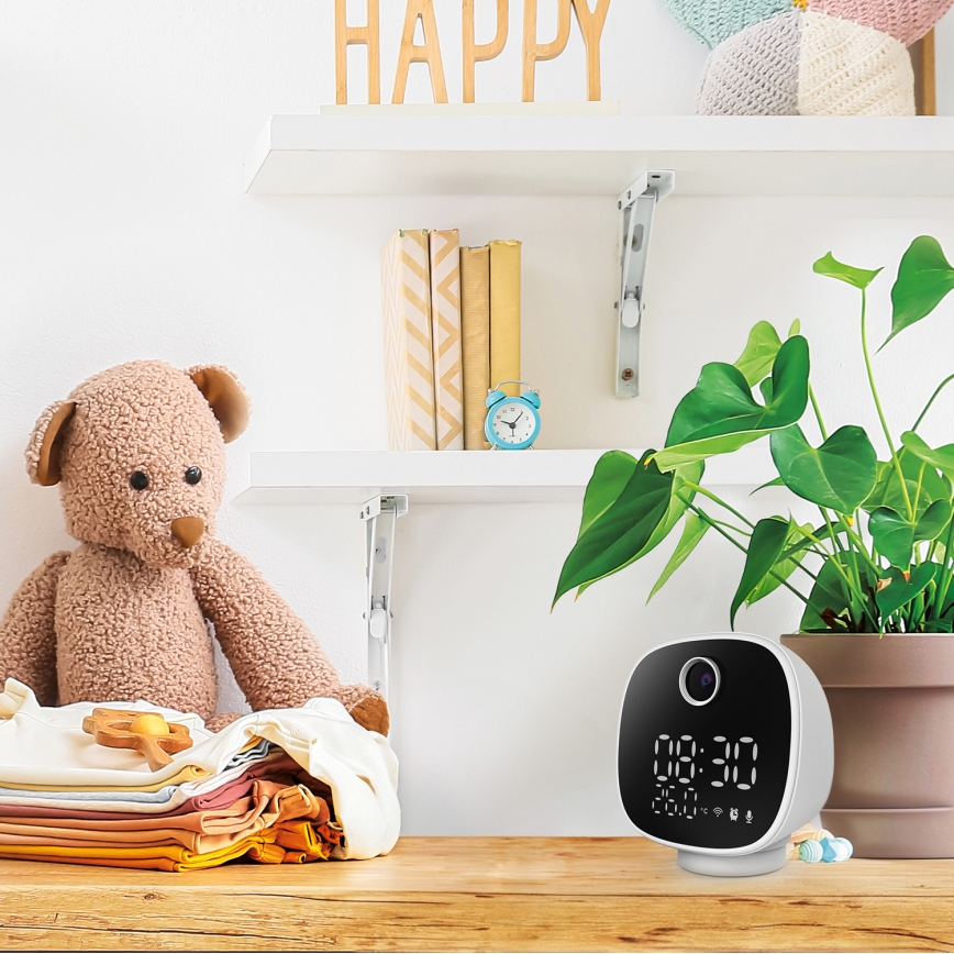 Smart kamera med väckarklocka, termometer och LED-ljus 1296p 3Mpx 5V Wi-Fi Tuya IP65