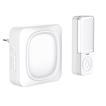 Trådlös dörrklocka med LED-belysning 230V IP56 vit
