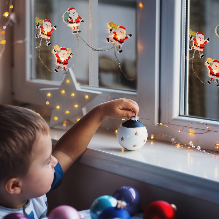 LED julkedja with suction cups 6xLED/2xAA 1,2m varm vit Santa