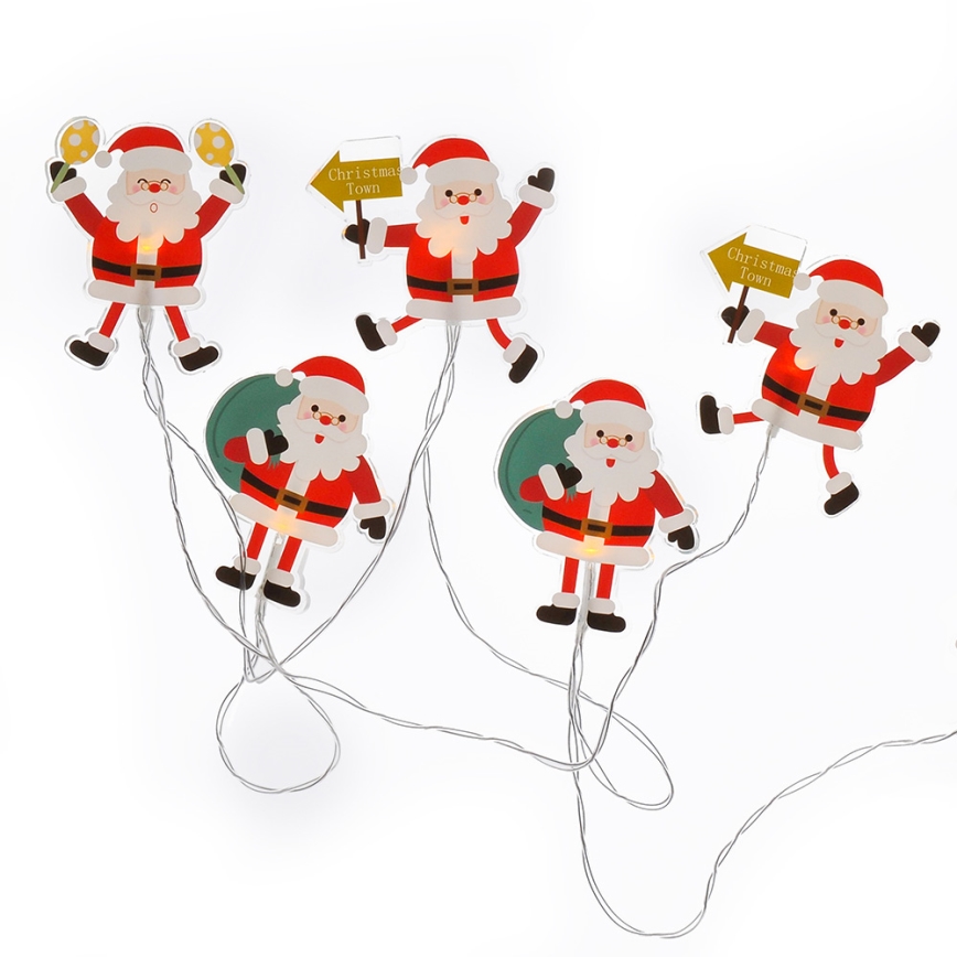 LED julkedja with suction cups 6xLED/2xAA 1,2m varm vit Santa