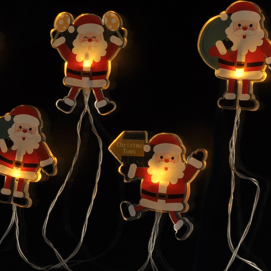 LED julkedja with suction cups 6xLED/2xAA 1,2m varm vit Santa