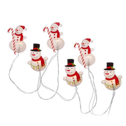 LED julkedja with suction cups 6xLED/2xAA 1,2m varm vit snögubbe