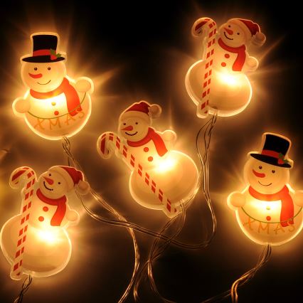 LED julkedja with suction cups 6xLED/2xAA 1,2m varm vit snögubbe