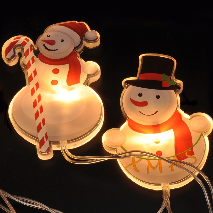 LED julkedja with suction cups 6xLED/2xAA 1,2m varm vit snögubbe