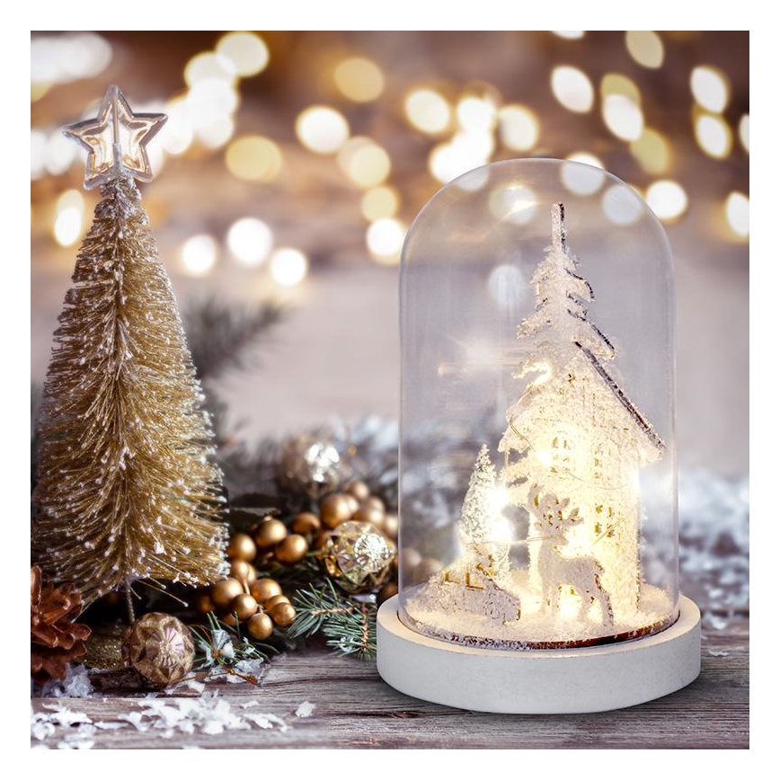 LED juldekoration LED/2xAAA snöigt landskap med hus