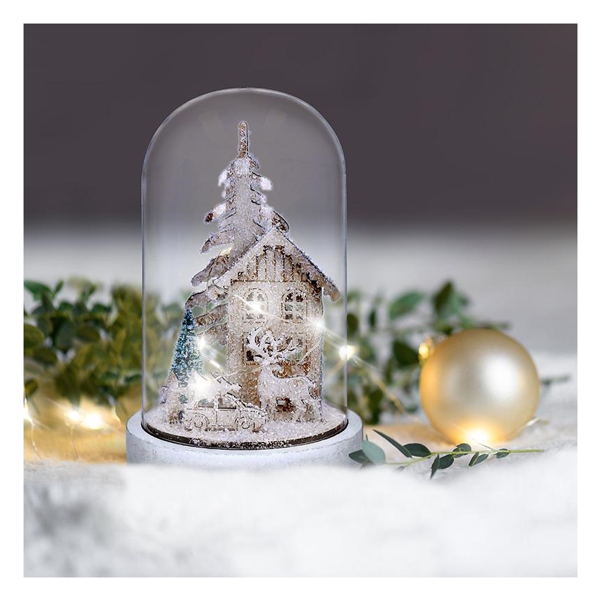 LED juldekoration LED/2xAAA snöigt landskap med hus