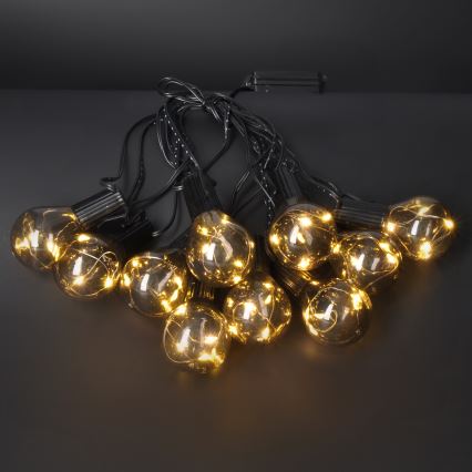 LED dekorativ utomhusslinga KRANS 10xLED/3xAA 3m IP44 varm vit