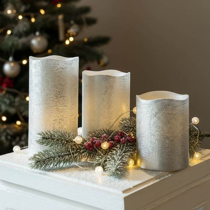 Set med 3 LED-ljus LED/3xAAA varmvit