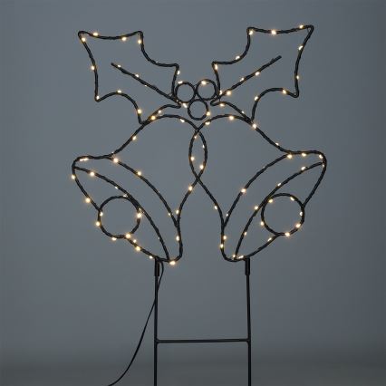 LED utomhus juldekoration 100xLED/3xAA IP44 varmvit klockor