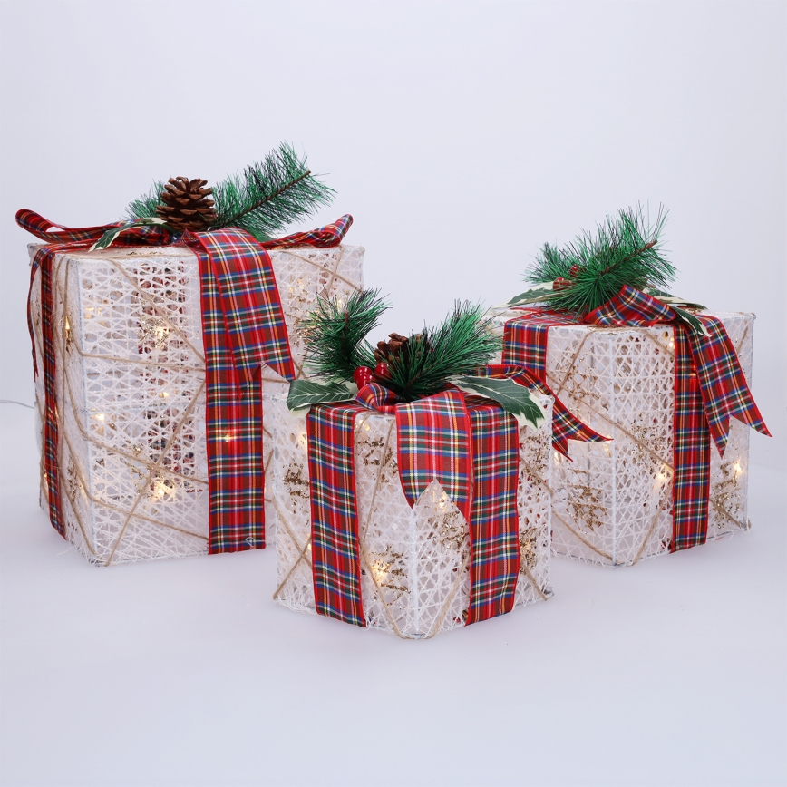 Set med 3x LED-julpresenter 48xLED/3,6W/230V IP44 varmvit