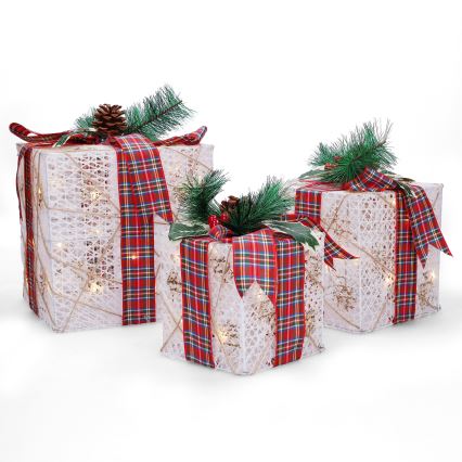 Set med 3x LED-julpresenter 48xLED/3,6W/230V IP44 varmvit