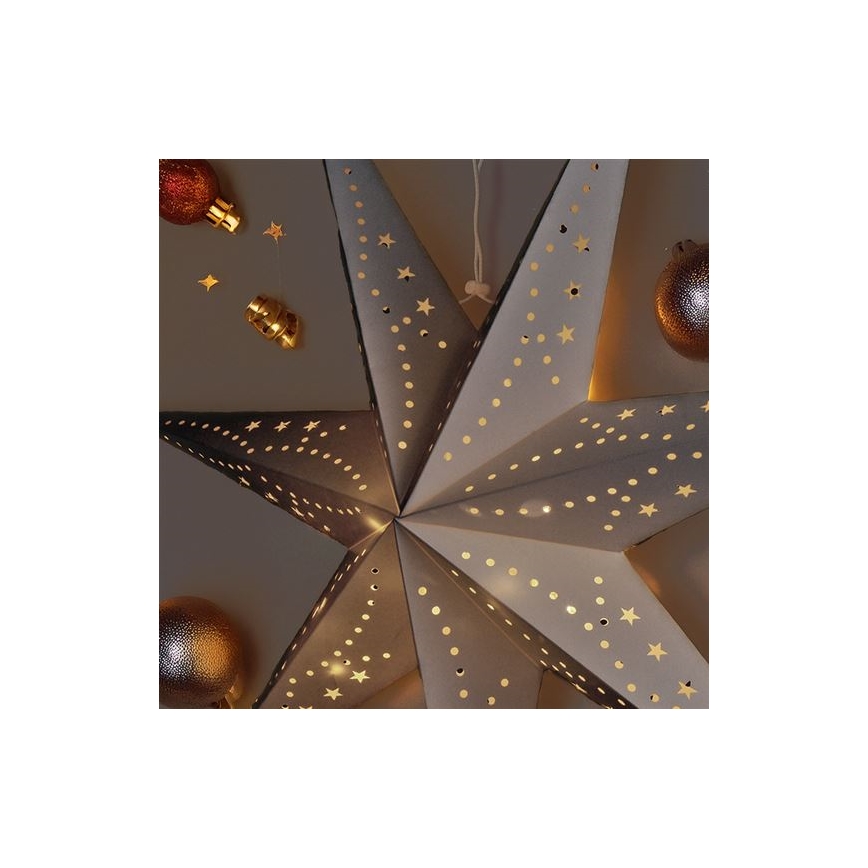 LED juldekoration 20xLED/2xAA varmvit silverstjärna