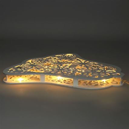 LED-juldekoration, 9× LED, drivs med 2× AA, varmvit bjällra