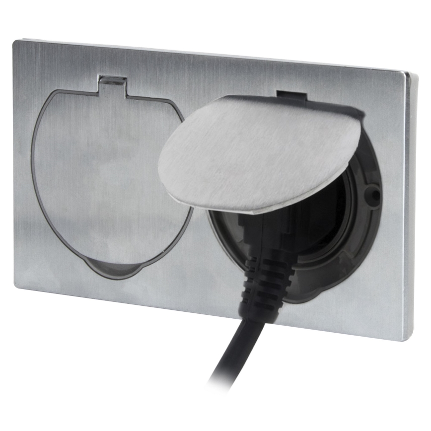 Utomhus inbyggt dubbelt uttag IP55
