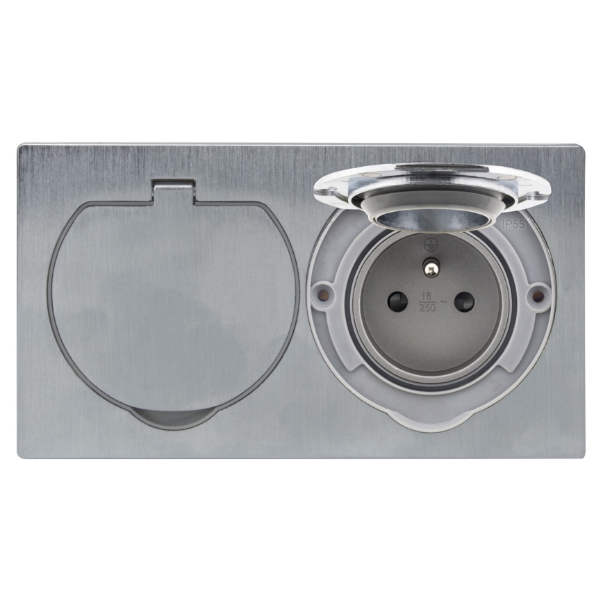 Utomhus inbyggt dubbelt uttag IP55