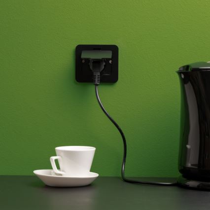 Utomhus inbyggd golv uttag IP55 svart rektangulär
