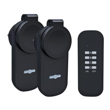 Solight DY12 - SET 2x Utomhus Uttag + Fjärrkontroll  IP44