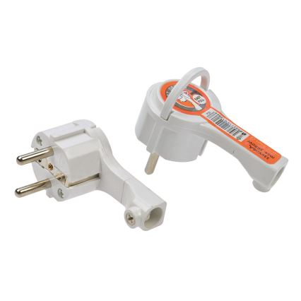 Solight P50 - Vinklad plug 230V/16A vit