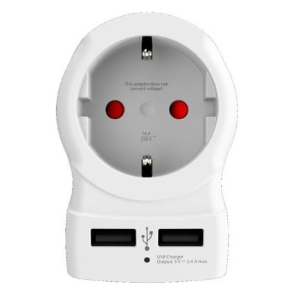 Reseadapter för Storbritannien 230V + 2x USB-uttag