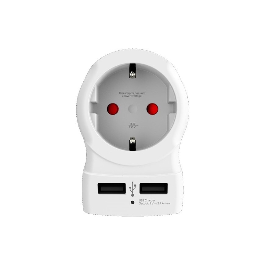 Reseadapter för Storbritannien 230V + 2x USB-uttag