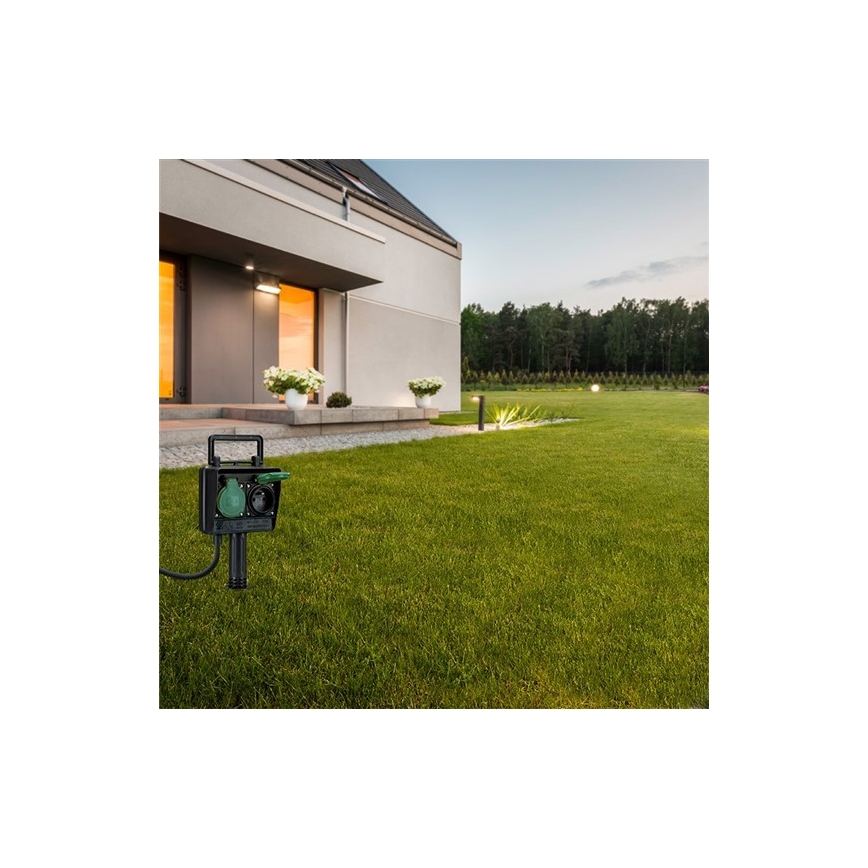 Solight PG01 - Utomhus stolpe med uttag IP44 + gummikabel 1,5 m
