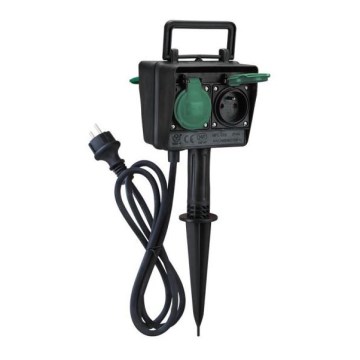 Solight PG02 - Utomhus stolpe med uttag IP44 + gummikabel 1,5 m