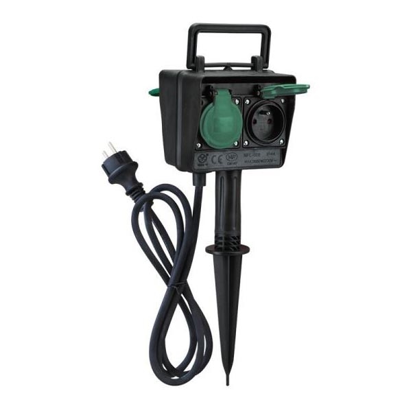 Solight PG02 - Utomhus stolpe med uttag IP44 + gummikabel 1,5 m