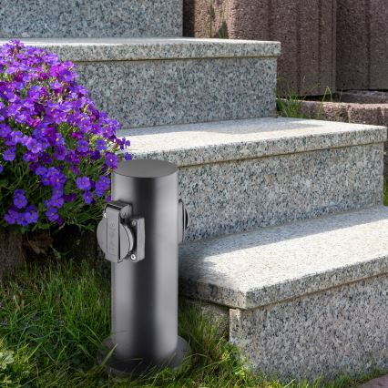 Kolumn med eluttag för utomhusbruk 2Z 230V IP44 svart vinklat
