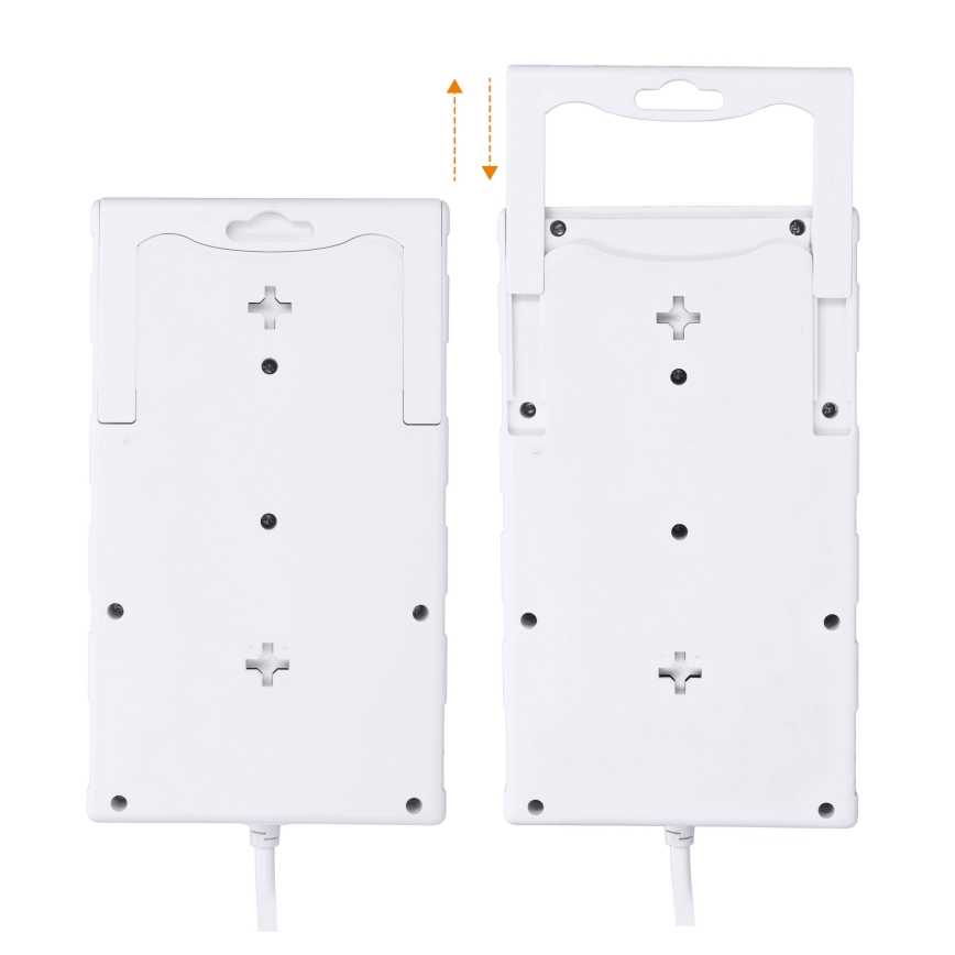 Förlängningskabel med strömbrytare och överspänningsskydd, 8 uttag Typ E + 1xUSB-A + 1xUSB-C, 2 m, vit