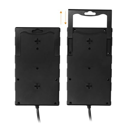 Förlängningskabel med strömbrytare, 8 uttag, Typ E + 1x USB-A + 1x USB-C, 2 m, svart