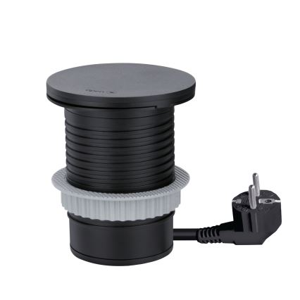 Infällt eluttag med trådlös laddning 10 W, 1 uttag + USB A+C, svart