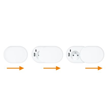 Infällt vägguttag 20W 1 uttag + USB A+C vit