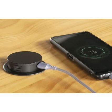 Uttagspelare för bordsskiva 3x230V + 2xUSB svart