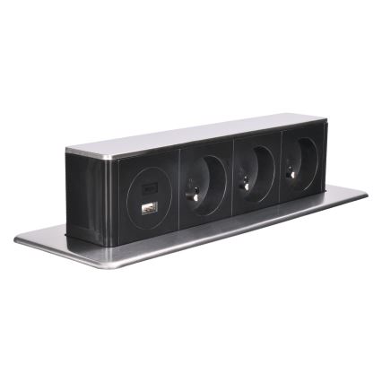 Uttagspelare för bordsskiva 3x230V + USB-A + USB-C