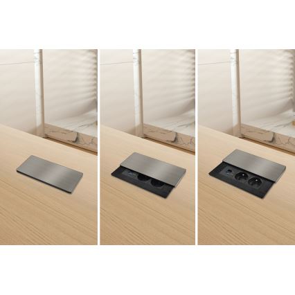 Infällt vägguttag med 65W trådlös laddning, 2 uttag + USB-A + USB-C
