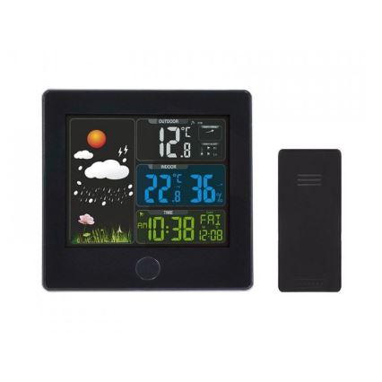 Solight TE80 - Väderstation med LCD-skärm 230V svart