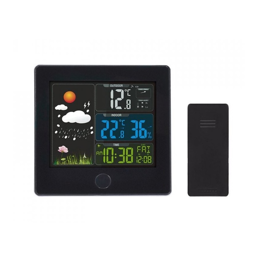 Solight TE80 - Väderstation med LCD-skärm 230V svart