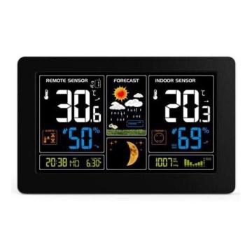 Solight TE81 - Väderstation med LCD-skärm USB-laddare, svart