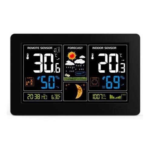 Solight TE81 - Väderstation med LCD-skärm USB-laddare, svart