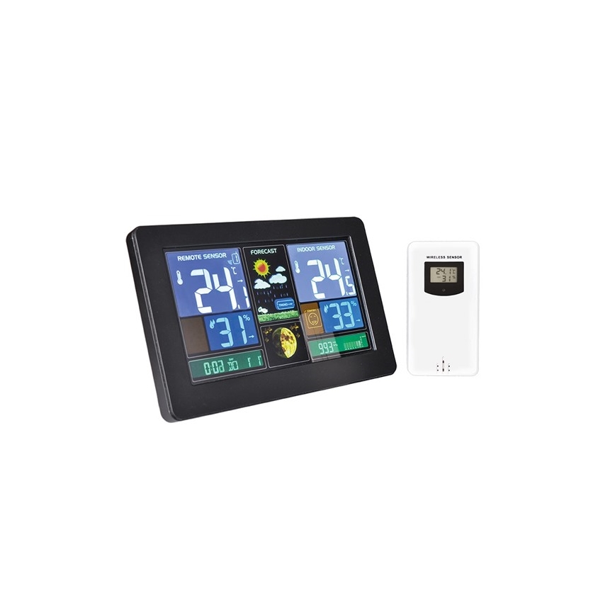 Solight TE81 - Väderstation med LCD-skärm USB-laddare, svart