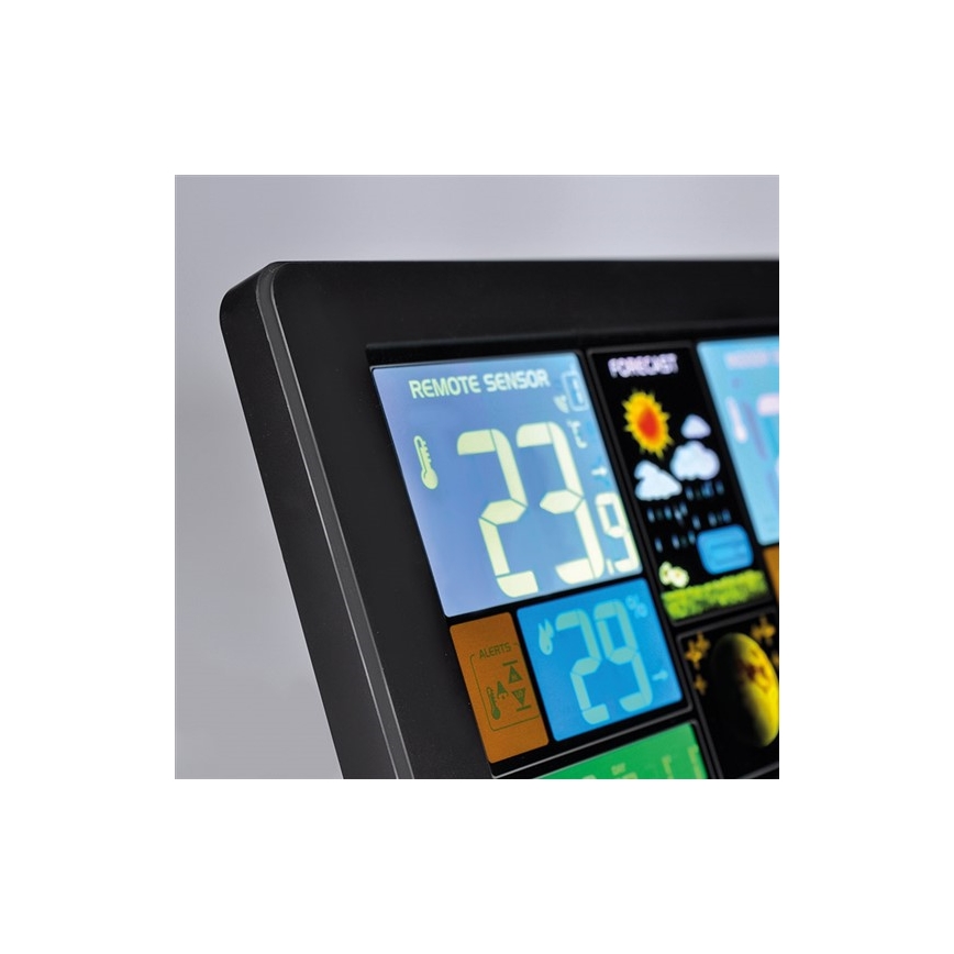 Solight TE81 - Väderstation med LCD-skärm USB-laddare, svart